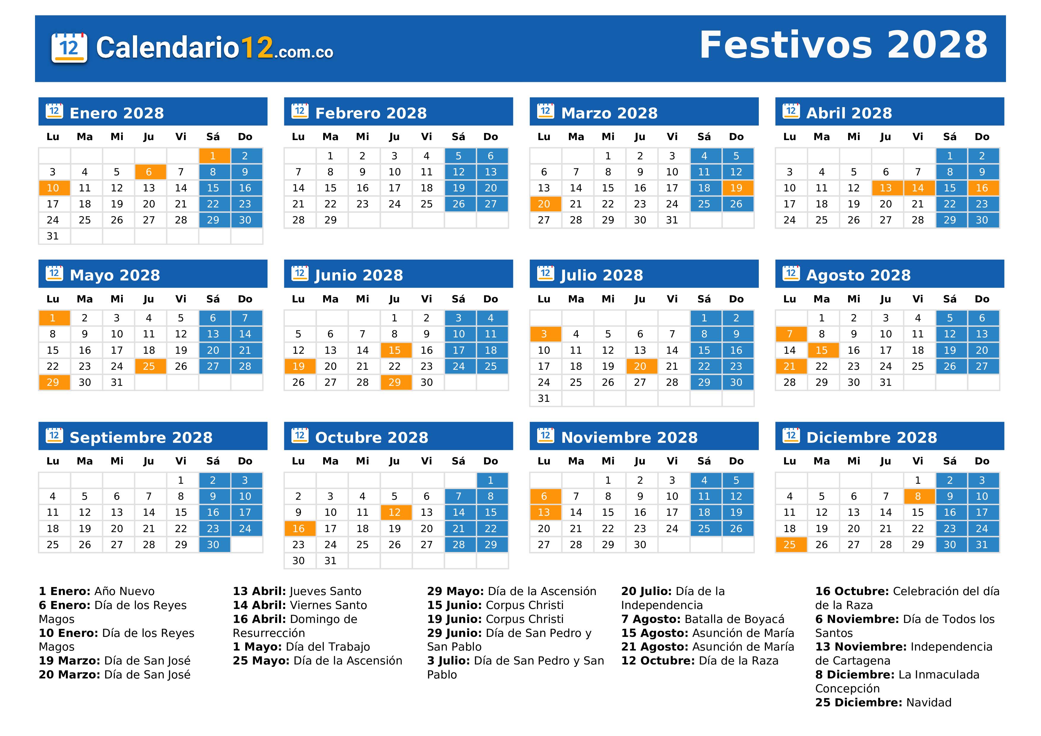 Festivos 2028