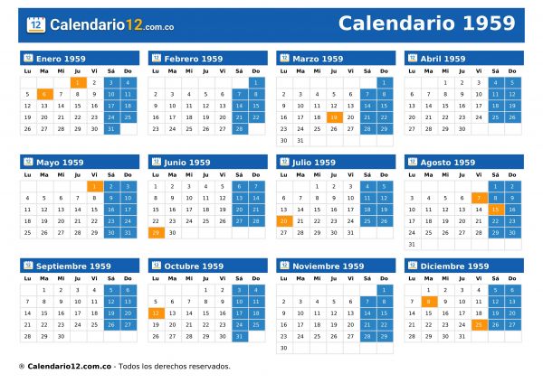 Calendario 1959