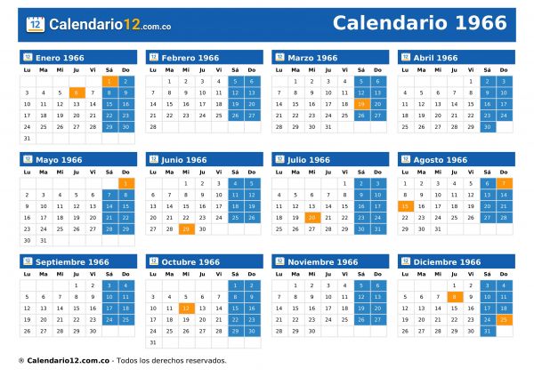 Calendario 1966