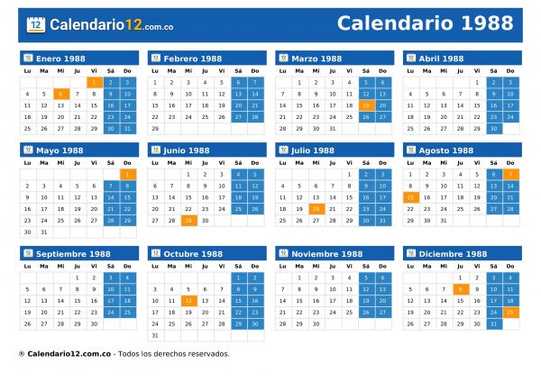 Calendario 1988