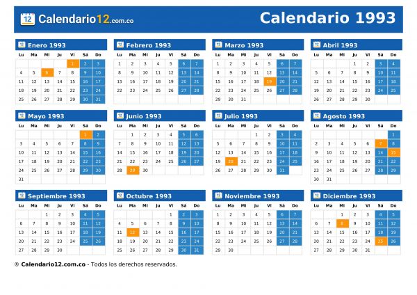 Calendario 1993