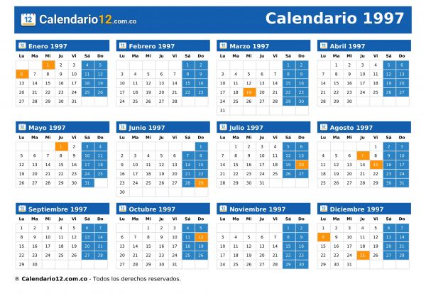 Calendario 1997